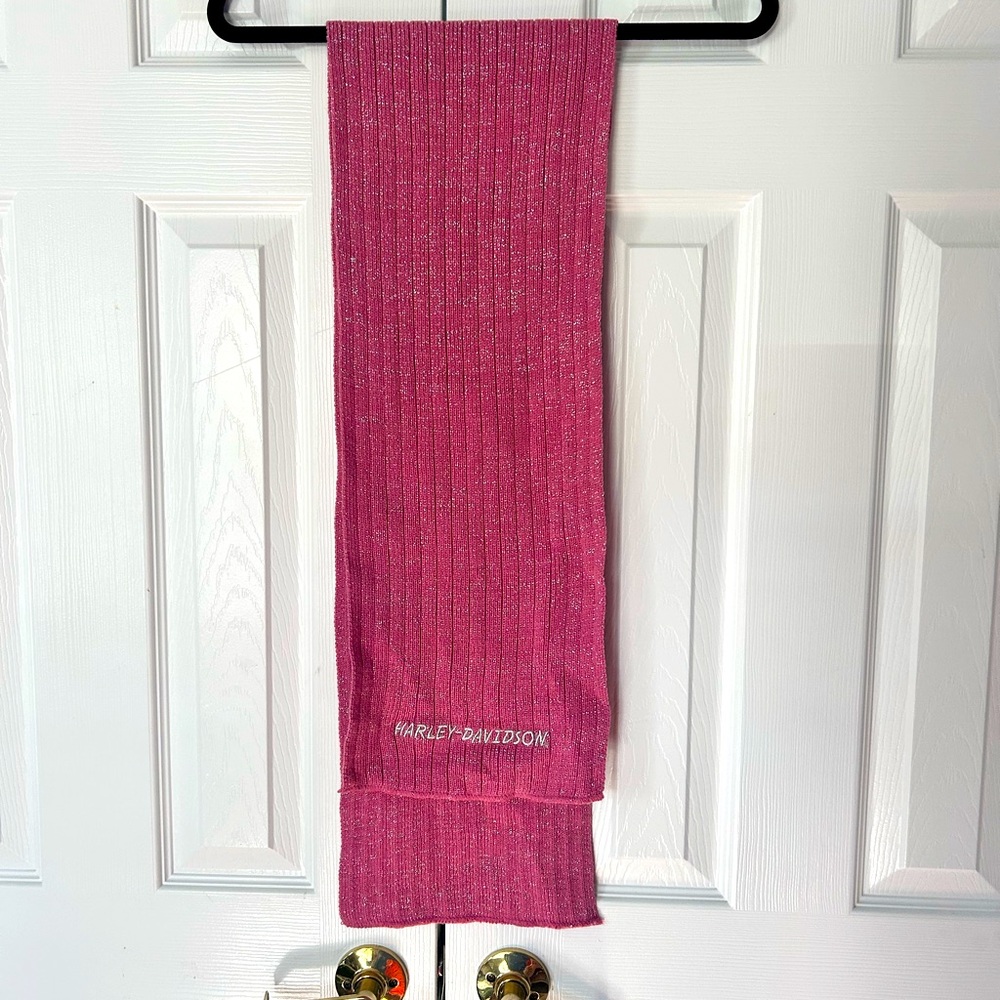 Harley Davidson Scarf Womens Pink Shimmer OS Knit Acrylic